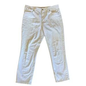 Lauren Jeans Co. Ralph Lauren White Embroidered Jeans Floral RLL Logo 10P